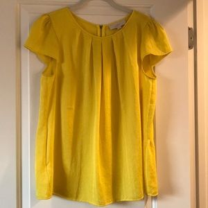 LOFT yellow shirt sleeve blouse size L